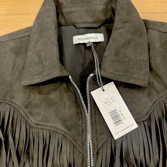 NWT* WeWoreWhat Vegan Suede Fringe Jacket - Women's Medium - Picture 4 of 10